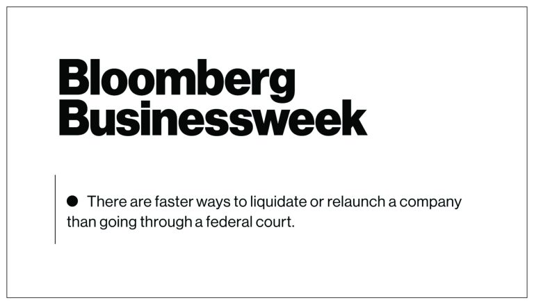 An image of text that says "Bloomberg Businessweek" with a description of the article.